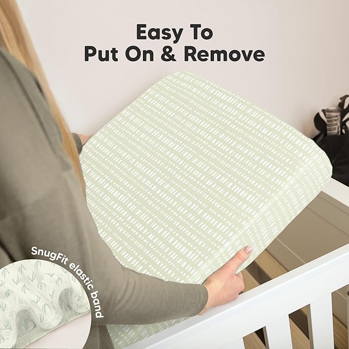 KeaBabies 2-Pack Organic Crib Sheets for Boys, Girls - 52x28 Fitted Crib Mattress Sheet Neutral, Breathable Jersey Cotton Cover for Baby Bed, Toddler Mattress, Soft & Cute Prints (Fleur)-BubblyBeeBaby