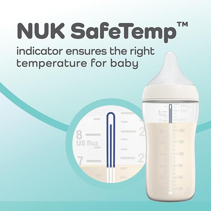 NUK Perfect Match 2-in-1 Natural and Anti-Colic 8oz Bottle with Adaptable Medium Flow Nipple, 2 Pack-BubblyBeeBaby
