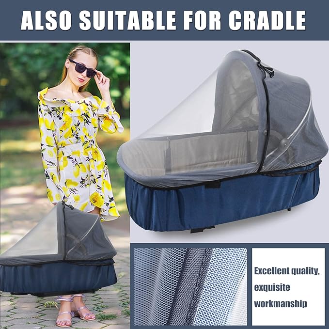Mosquito Net for Baby Car Seats, Infant Stroller and Bassinets, Infant Car Seat Insect Mesh Net,Breathable,Easy Fitting, Portable Durable & Long Lasting Insect Netting (Gray)…-BubblyBeeBaby