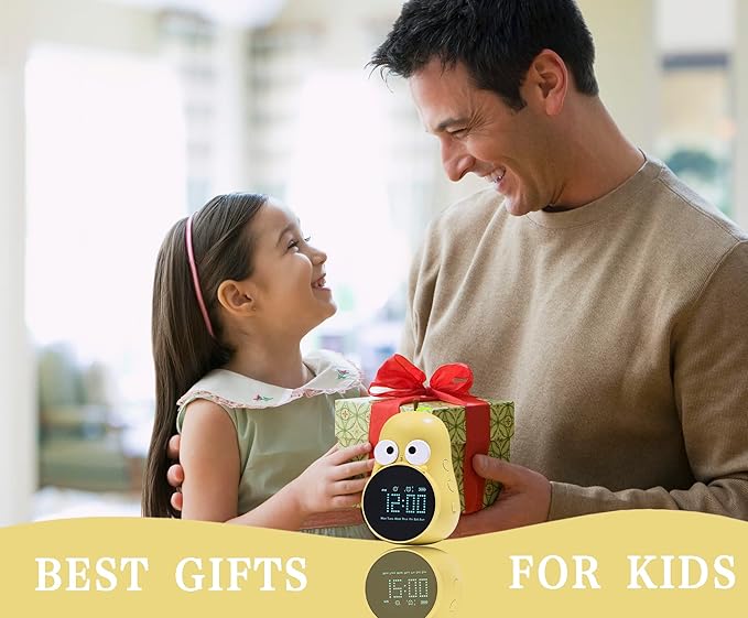 Kids Alarm Clock for Girls Pear Alarm Clock with Snooze Toddler Sleep Training Clock for Bedroom Home Office(Yellow)-BubblyBeeBaby