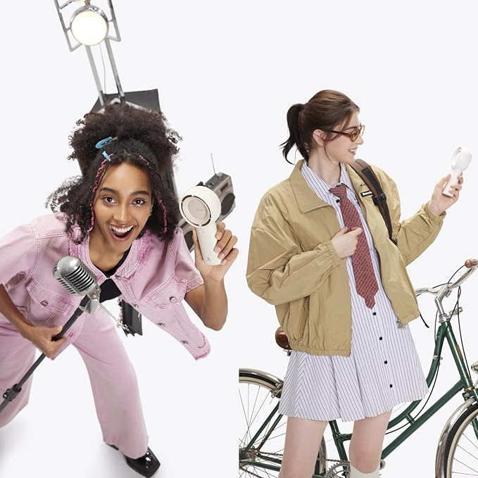 JISULIFE Handheld Portable Turbo Fan [16H Max Cooling Time], 4000mAh USB Rechargeable Personal Battery Operated Mini Small Pocket Fan with 5 Speeds for Travel/Outdoor/Vacation/Concerts - Brown-BubblyBeeBaby