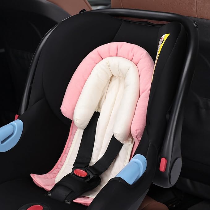 COOLBEBE Upgraded 2-in-1 Babybody Supports for Newborn Infant - Extra Soft Breathable Car Seat Insert Cushion Pad, Perfect for Carseat, Stroller, Swing, Bouncer, Pink-BubblyBeeBaby