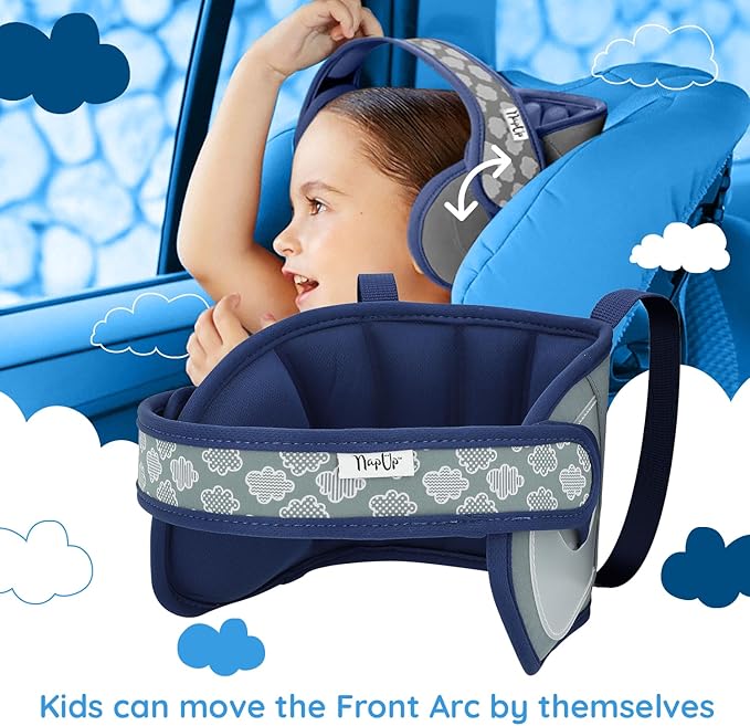 NAPUP Child Head Strap for Car Seat – Adjustable Polyester Carseat Head Support for Toddler (Dark Blue)-BubblyBeeBaby