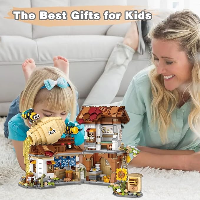 Honey Bee Workshop Mini Building Set, Creative DIY Simulation Building Toys, 1242PCS Mini Building Honey Bee Workshop Set Boys Girls 6+-BubblyBeeBaby