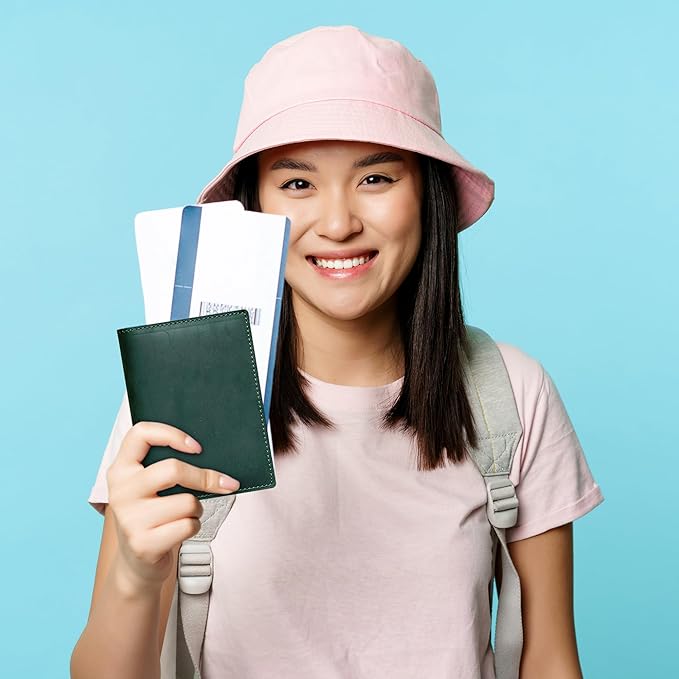 HIFA Leather Passport Holder, Handmade Passport Cover with Card and Ticket Slot - Genuine Leather, Elegant Design, Easy Access - Passport Case, Passport Wallet, Passport Holder-BubblyBeeBaby