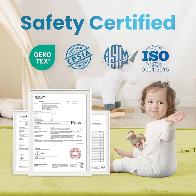 1.3" Thick Baby Play Mat for Floor, 28x72 Foam Tummy Time Mat, Padded Support Soft Plush Bedside Rugs for Infant Kids Toddler Crawling Kick Activity (Light Green)-BubblyBeeBaby