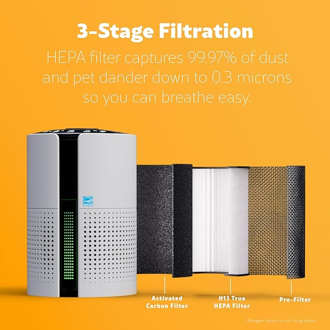 Kenmore PM1010 Air Purifiers for Bedroom Up to 348 Sq.Foot with H13 True HEPA Filter, Child Lock, Sleep Mode for Small Rooms-BubblyBeeBaby