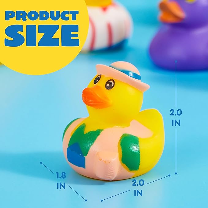 JOYIN 15 Pcs Rubber Ducks, Random Assortment Ducks Bulk with Mesh Carry Bag, Mini Rubber Duckies for Baby Bath Toys, Kids Toddler Summer Pool Toys Birthday Gifts Party Favors-BubblyBeeBaby