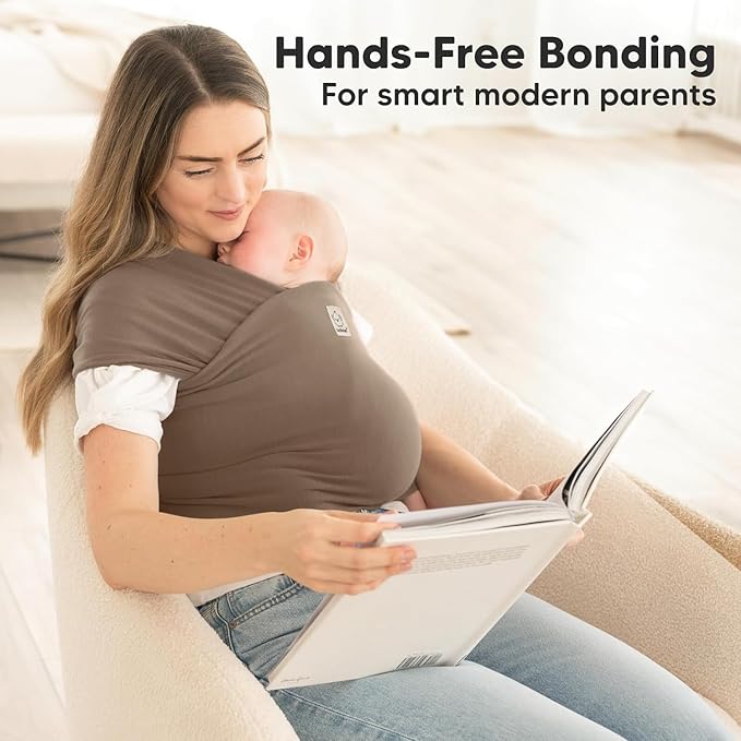 KeaBabies Baby Wrap Carrier - All in 1 Original Baby Carrier Newborn to Toddler Sling, Easy to Wear, Hands Free Bonding, Lightweight, Breathable Infant Wraps (Saddle Brown)-BubblyBeeBaby