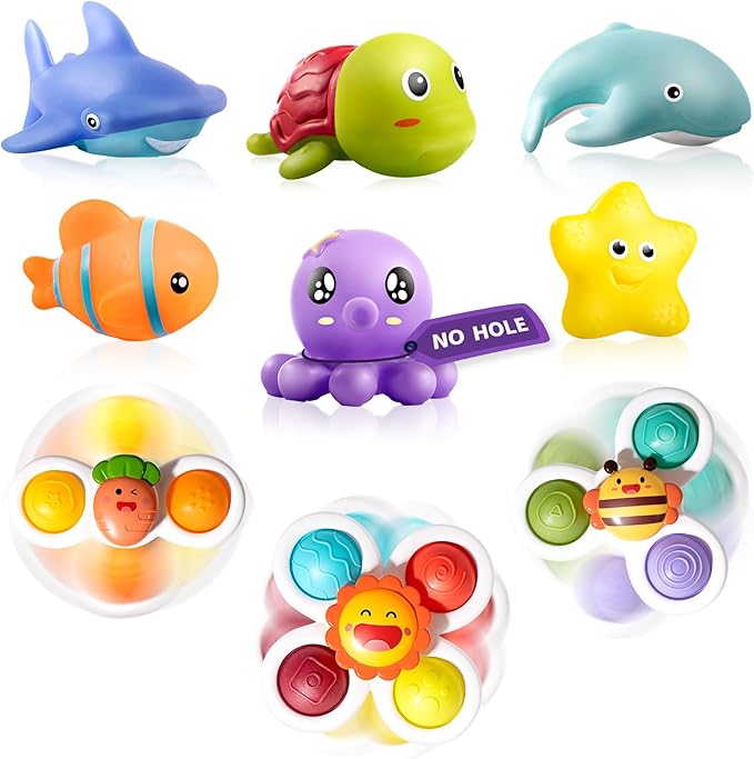 Hely Cancy Infant Bath Toys for 18 Months - No Hole Animal Bathtub Toys, Baby Bath Tub Toys-BubblyBeeBaby