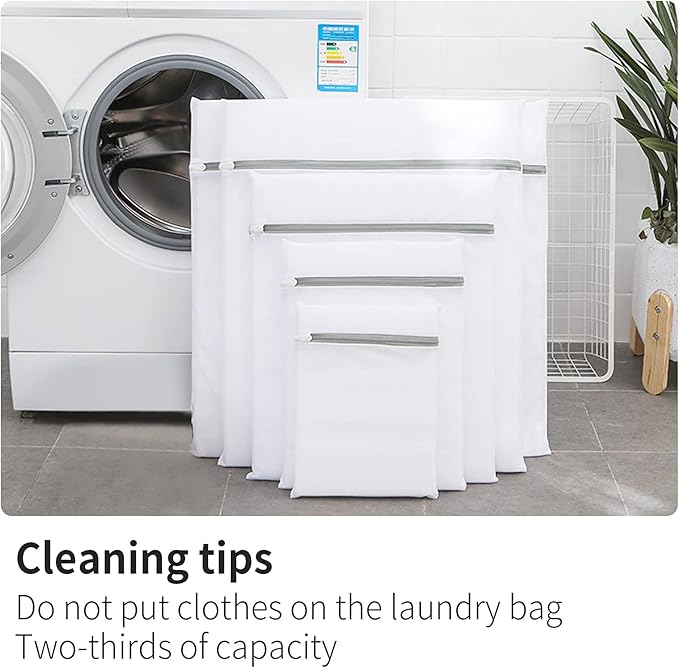 10 Pack Mesh Laundry Bags for Delicates with Non Rust Zipper- MDSXO White Laundry Bags Mesh Wash Bags, Easy Fit Bra, Sock,Lingerie,Sneaker,Baby Laundry for Washing Machine Travel Storage[1XL/3L/3M/3S]-BubblyBeeBaby