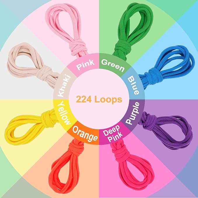 IQKidz 224 PCS Loom Loops Refill for Potholder Weaving Loom Kit Toys, Elastic DIY Arts and Crafts Loops Supplies for Kids Beginners, Perfect Birthday Gifts for 5 6 7 8-12 13 Year Old Girls-BubblyBeeBaby