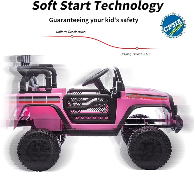 12V Kids Ride on Car Truck, Kids Electric Vehicles Car Ride on Toy for Toddlers with Remote Control - Light Pink-BubblyBeeBaby