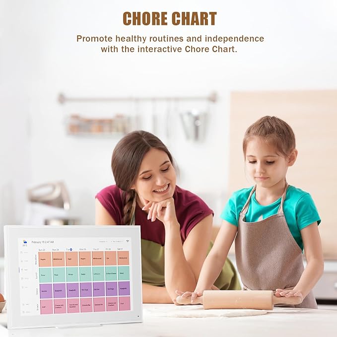 15.6-inch Wall Digital Calendar,2025 Smart WiFi Calendar & Chore Chart,Full HD Touchscreen Interactive Display for Family Schedules-Wall/Desk Mountable Planner,Meeting Reminders & Deadline Tracking-BubblyBeeBaby