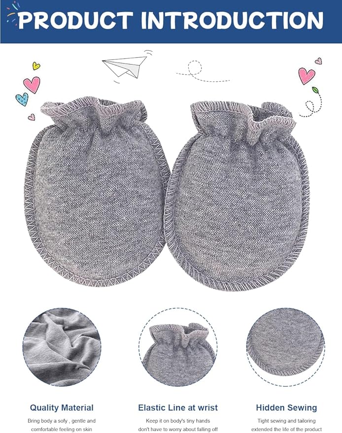 Cute Baby Mittens Newborn, No Scratch Baby Boy Mittens, Baby Girl Hat Gloves for Toddlers, Infant, Newborn-BubblyBeeBaby