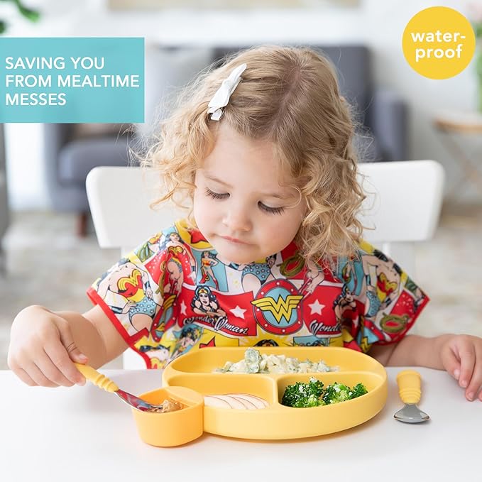 Bumkins Bibs - Toddler Bibs, Waterproof, Large for 1-3 Years, Short Sleeve-BubblyBeeBaby