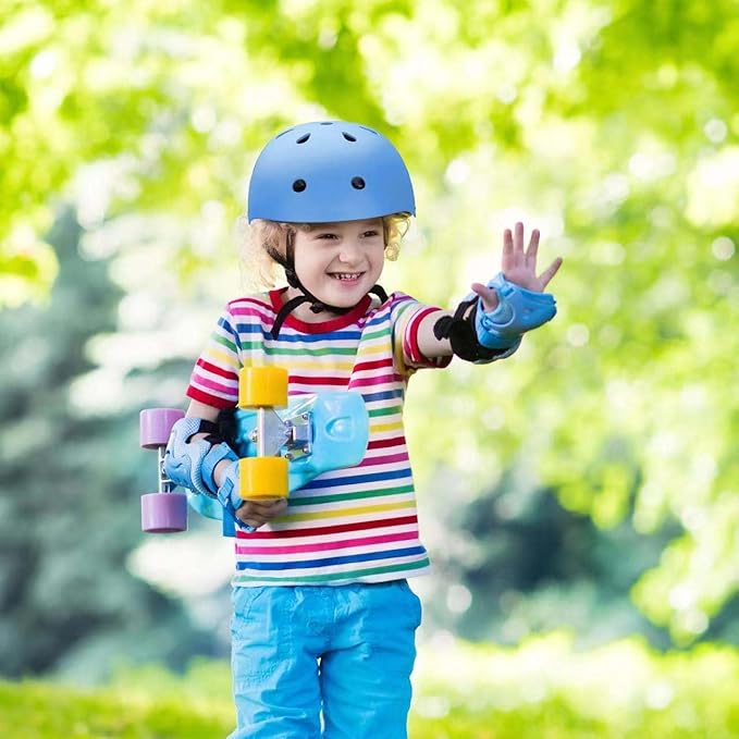 Kids Bike Helmet Set Adjustable for Children, Boys, Girls and Teenagers Aged 3-8 Years Includes Elbow, Knee, Wrist Guards Children's Helmet Protection Set for Bikes SkateboardsRollerskates-BubblyBeeBaby