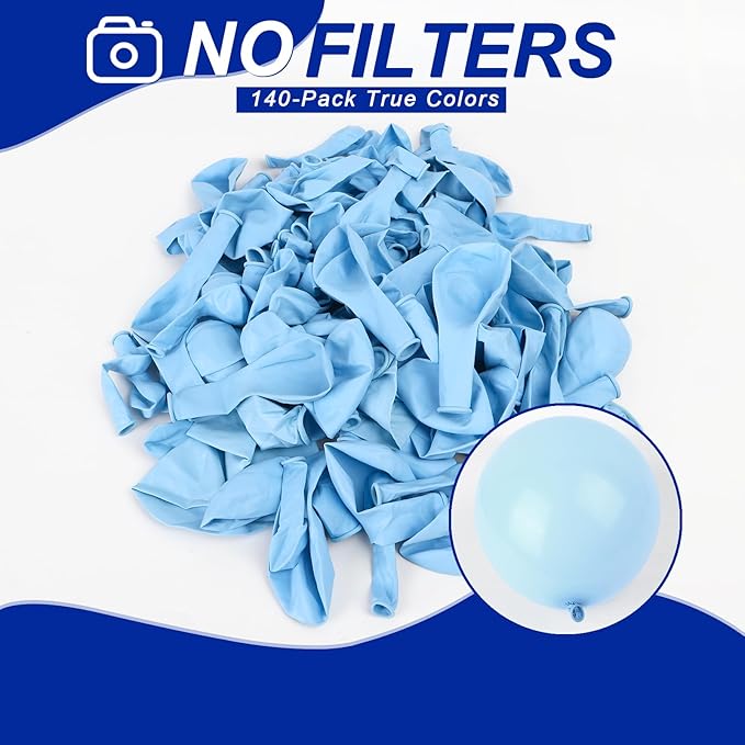 140pcs Makani Blue Round Balloons Different Sizes 18 12 10 5 Inch Latex Balloons for Arch Decoration Party Balloon Kit for Graduation Birthday Party Wedding Balloon Baby Shower Decoration-BubblyBeeBaby