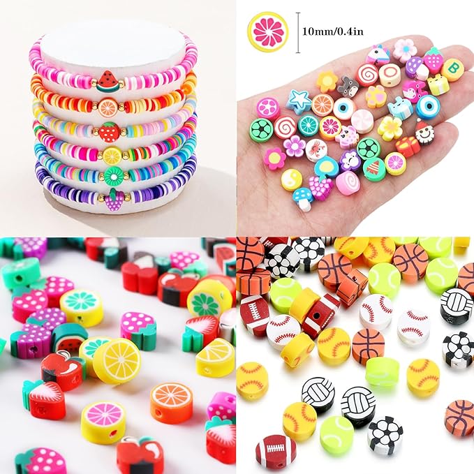 1000PCS Polymer Clay Beads Bracelet Making kit, 24 Style Cute Fun Beads Animal Beads Charms for Jewelry Necklace Earring Making DIY Accessories for Women Girls-BubblyBeeBaby