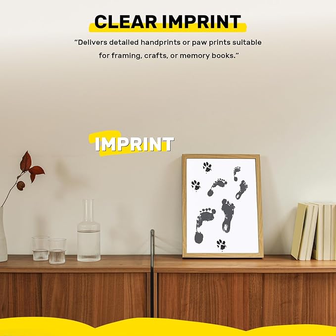 2-Pack Inkless Baby Hand and Footprint Kit with Mess-Free Ink Pad – Baby Safe Ink Pad for Hand, Foot & Paw Prints – Newborn Footprint & Paw Print Kit for Dogs and Cats – 16 Cards(Jet Black, Jumbo)-BubblyBeeBaby