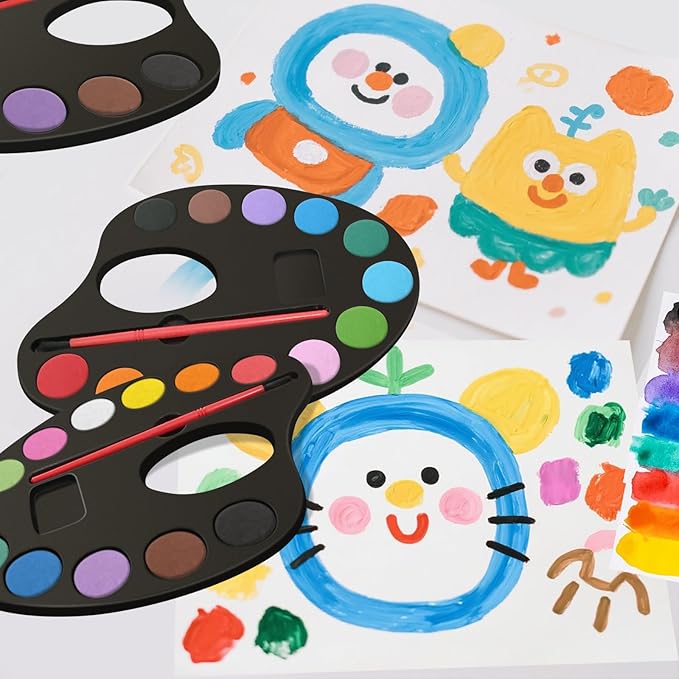 24 Pack Watercolor Paint Set Bulk, with 12 Vibrant Colors and 24 Brushes, Washable Water Color Paint Sets for Kids and Adults, Ideal Gift for Art Party Favors, School Classroom Supplies-BubblyBeeBaby