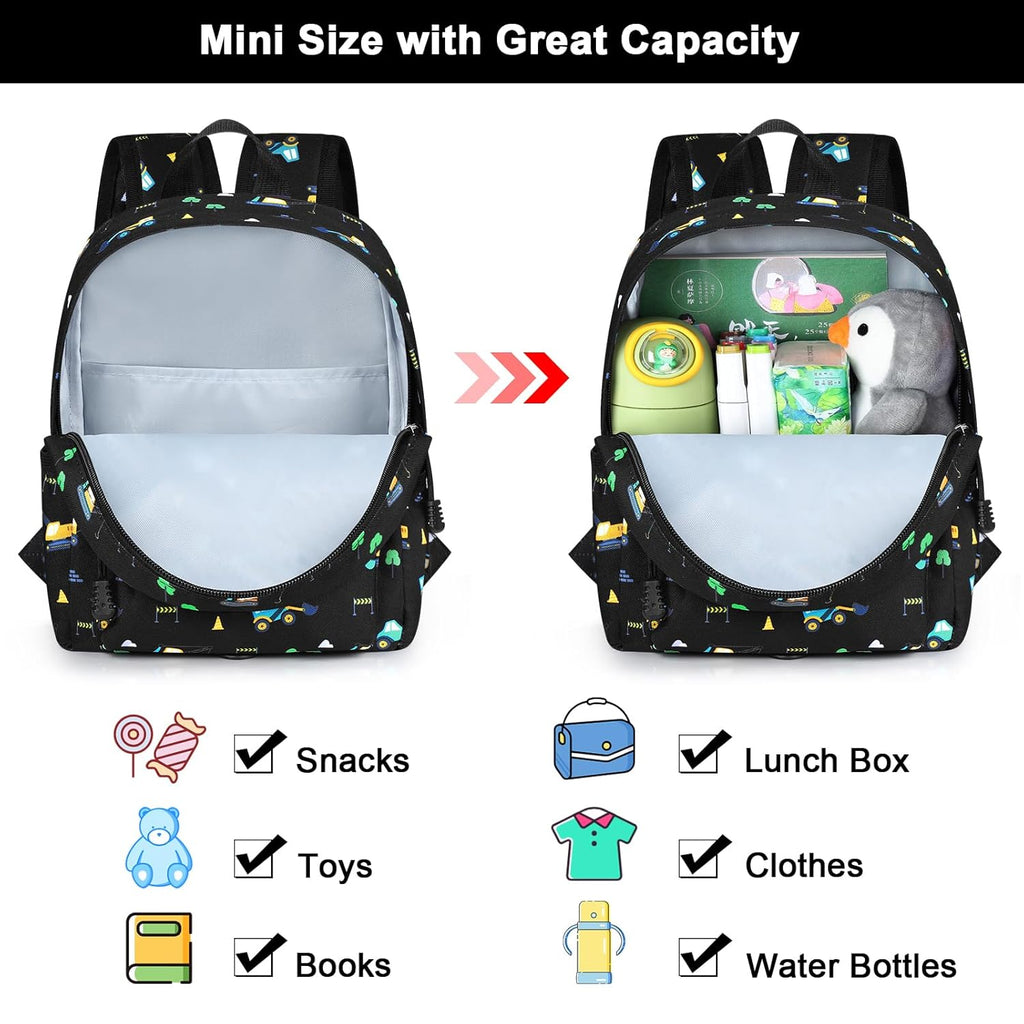 Accmor Toddler Backpack Leash, Mini Child Backpack with Anti Lost Wrist Link, Cute Kids Backpack Walking Harness for Outdoor Travel, Adorable Excavator Backpack Tether for Baby Boys Girls Ages 1-3