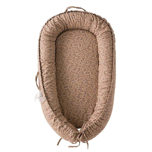Infant Lounger, Baby Nest Cover for Baby Girls & Boys, Newborn Essentials for Baby 0-18+ Months, 100% Cotton Breathable (Brown Blossom_, Cotton_Muslin)-BubblyBeeBaby