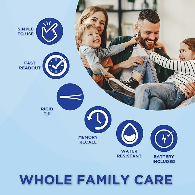 Healthwise Digital Thermometer | 30-Second Readout | Feverline Indicator | Clinical Rigid Tip | Hygienic Water-Resistant Easy Cleaning | Storage Case + Probe Covers Included-BubblyBeeBaby