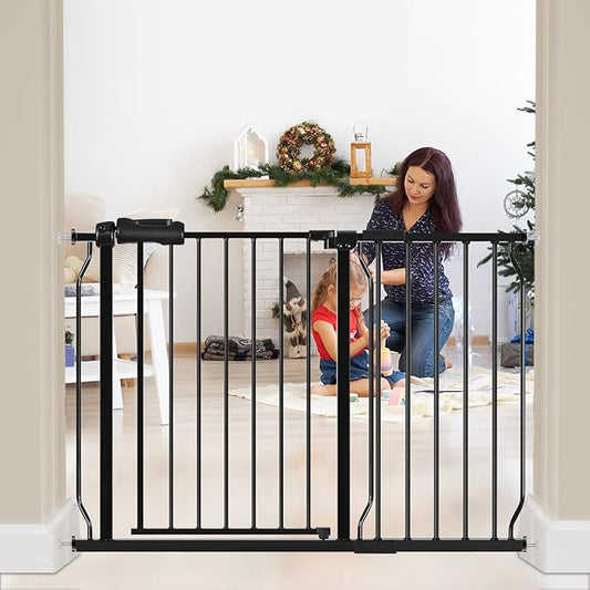 HOOEN Wide Baby Gates for Doorway Stairs 30" Tall 43.5 to 48 Inch Wide Indoor Child Gate for Kid or Pet Dogs Walk Through Pressure Mounted Baby Dog Gate-BubblyBeeBaby
