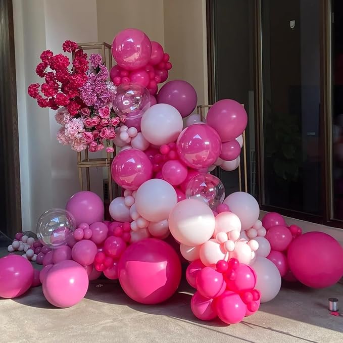 140pcs Hot Pink Round Balloons Different Sizes 18 12 10 5 Inch Latex Balloons for Arch Decoration Party Balloon Kit for Graduation Birthday Party Wedding Balloon Baby Shower Decoration-BubblyBeeBaby