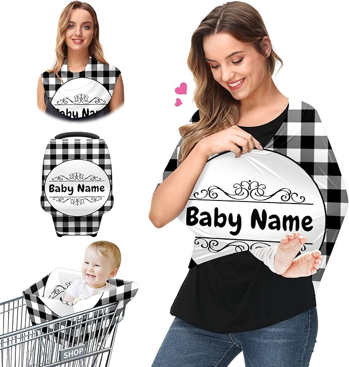 Baby Car Seat Stroller Cover Nursing Cover New Mom Breastfeeding Scarf Soft Stretchy Infant Carrier Cover Car Canopy Coverage-BubblyBeeBaby