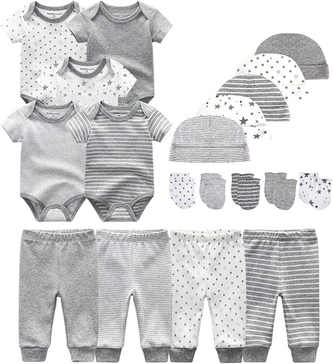 Kiddiezoom Unisex Baby Layette Essentials Giftset Clothing Set 19-Piece For Newborn Baby-BubblyBeeBaby