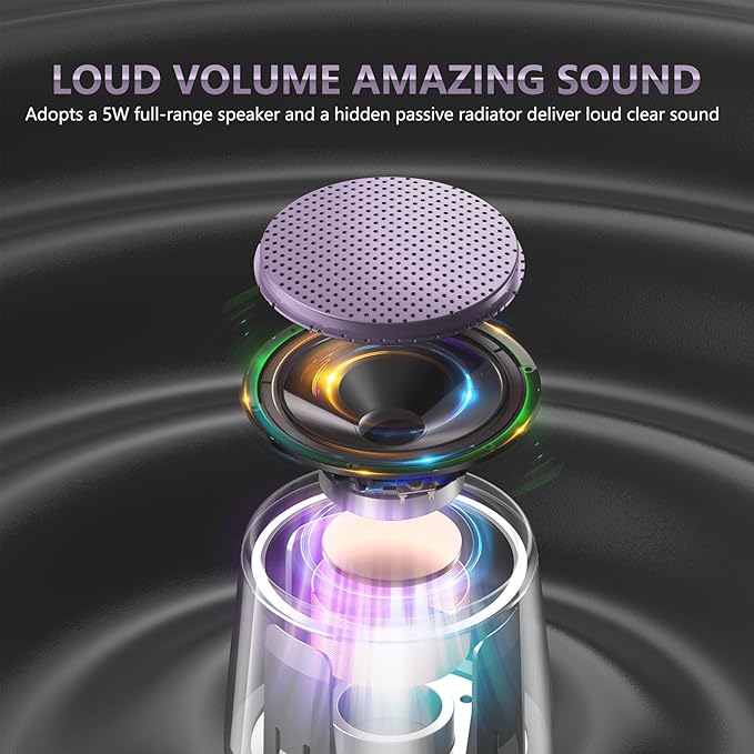 INSMY C17-MAX, Waterproof Small Bluetooth Speaker, Rich Audio, Pairing, Portable, Handheld, Purple-BubblyBeeBaby