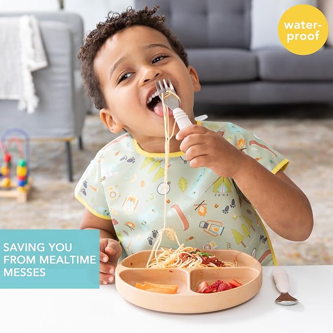 Bumkins Bibs - Toddler Bibs, Waterproof, Large for 1-3 Years, Short Sleeve-BubblyBeeBaby