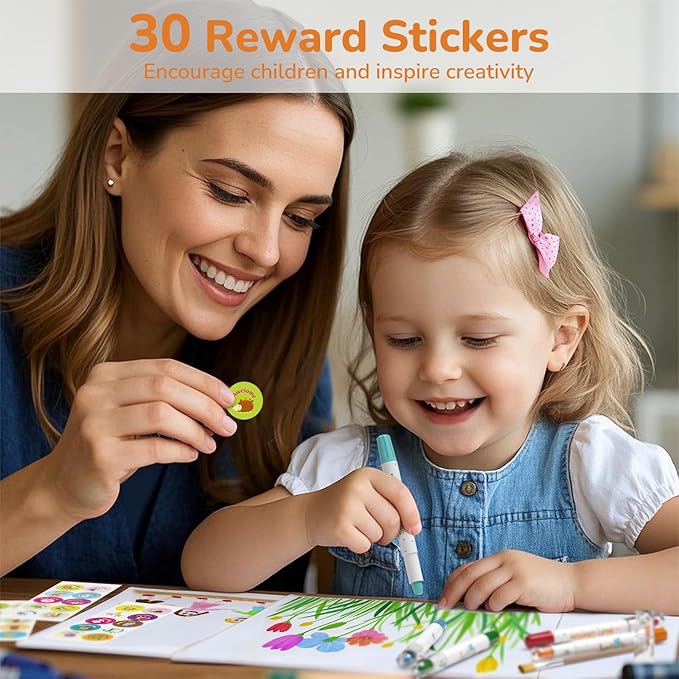 24 Color Twist Crayons for Toddlers 1-3 and Kids 4-8, Non-Toxic Washable Crayons 2-4, Ultra-Silky Easy-Grip Art Supplies, Ideal Coloring Gift for Boys and Girls-BubblyBeeBaby