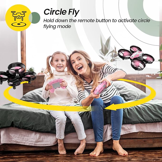 Holy Stone HS210 Mini Drone for Kids 8-12 and Beginners, RC Nano Quadcopter Indoor Drone with Circle Fly, Auto Hovering, 3D Flip, and Headless Mode, Great Gift Toy for Boys and Girls, Pink-BubblyBeeBaby