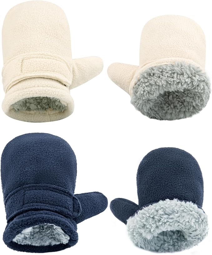 BAVST Baby Toddler Winter Mittens Girls Warm Fleece Lined Gloves Kids Sherpa Lined Mittens for Boys-BubblyBeeBaby