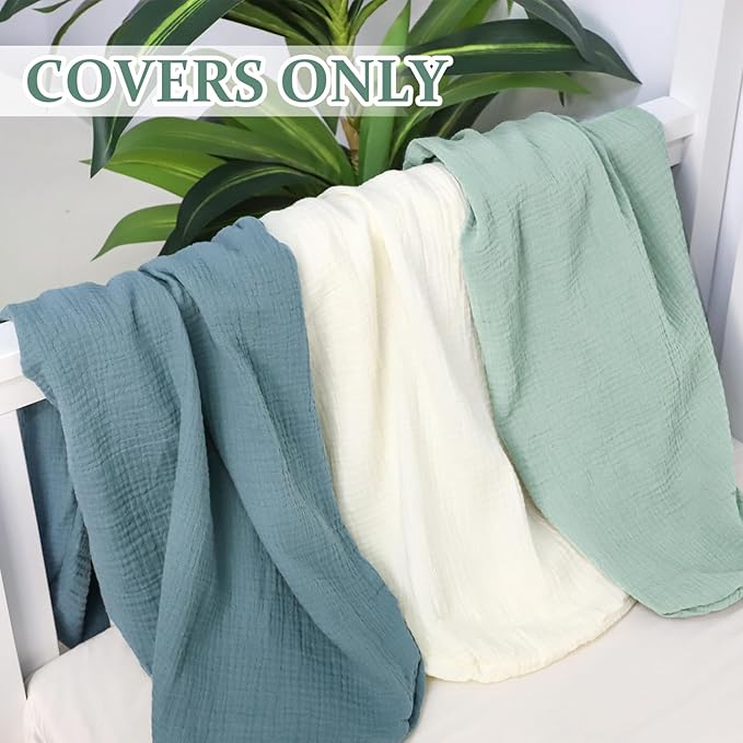 Hooyax Muslin Baby Lounger Cover, 100% Cotton Durable Newborn Lounger Cover, Soft and Breathable Infant Lounger Cover for Boys Girls, Covers Only (Blue-Green)-BubblyBeeBaby