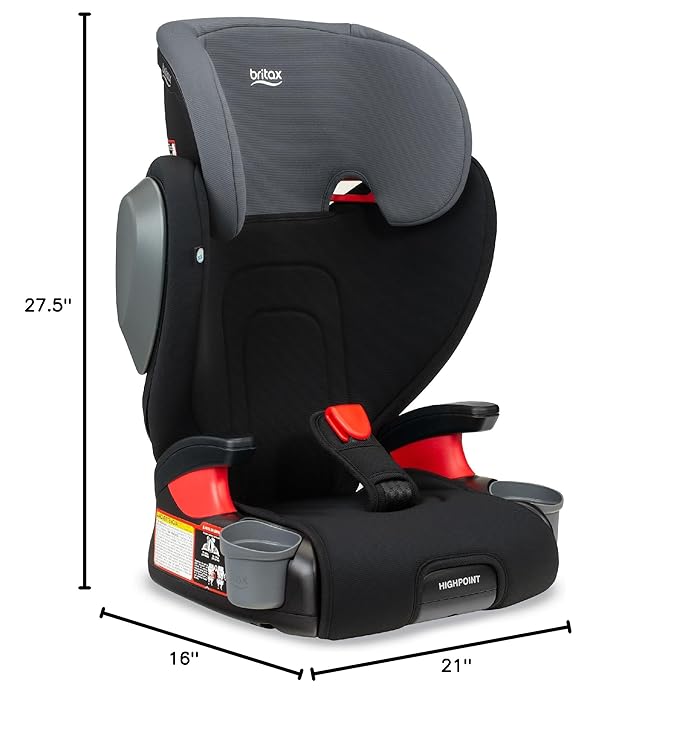Britax Highpoint Backless Belt-Positioning Booster Seat, SafeWash Black Ombre-BubblyBeeBaby