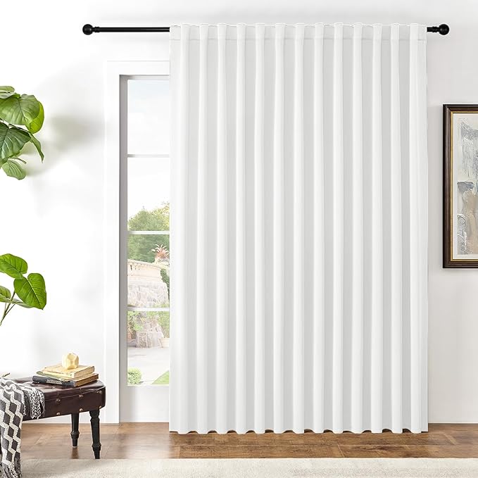 Joydeco Custom Blackout Curtains for Bedroom, 1 Panel Room Darkening Curtains & Drapes for Living Room Window Rod Pocket Back Tab (Custom Size,Pure White)-BubblyBeeBaby