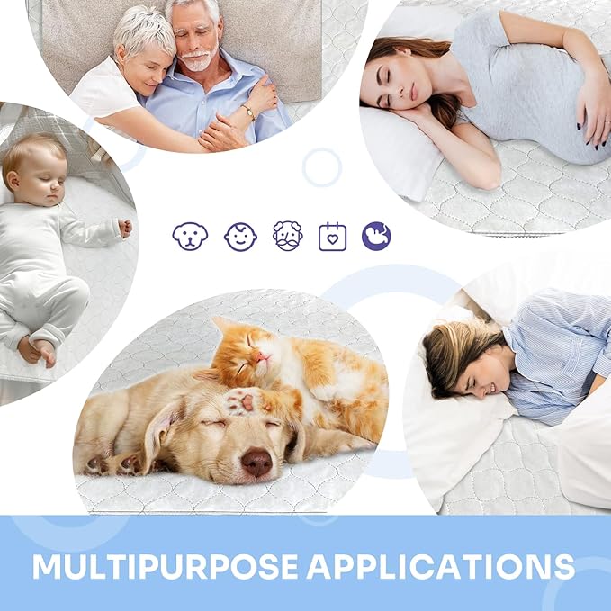 Heavy Absorbency Bed Pads, Washable and Reusable Incontinence Underpads, 34"X52" (1 Pack), Waterproof Sheet and Mattress Protectors-BubblyBeeBaby