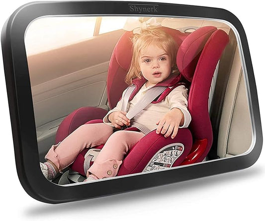 Shynerk Baby Car Mirror, Safety Car Seat Mirror for Rear Facing Infant with Wide Crystal Clear View, Shatterproof, 360° Rotation, Crash Tested and Certified-BubblyBeeBaby
