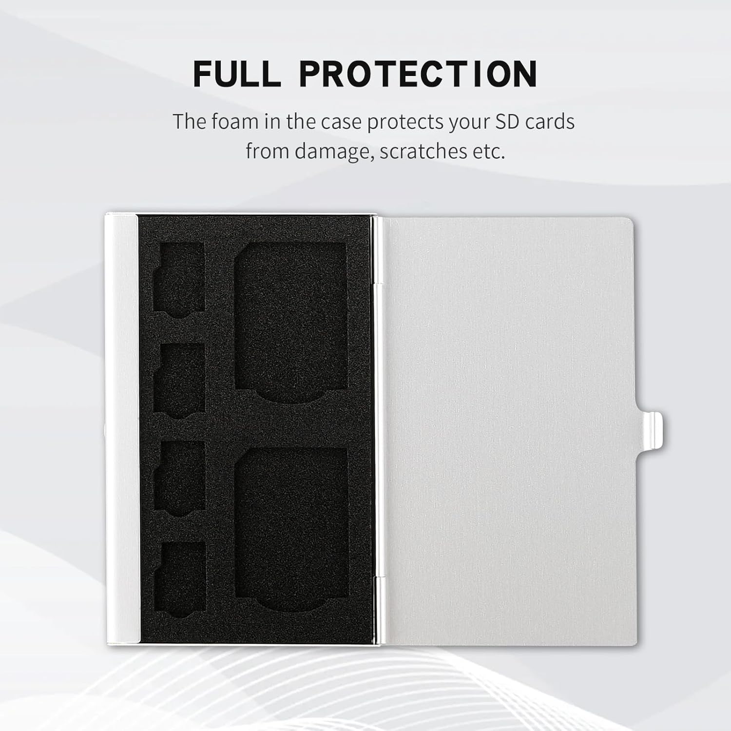 Aluminum SD Card Case, 6Slots Ultrathin SD Card Holder, Memory Card Storage Holder, Fit for 2 SD Card, 4 Micro SD Card, Silver