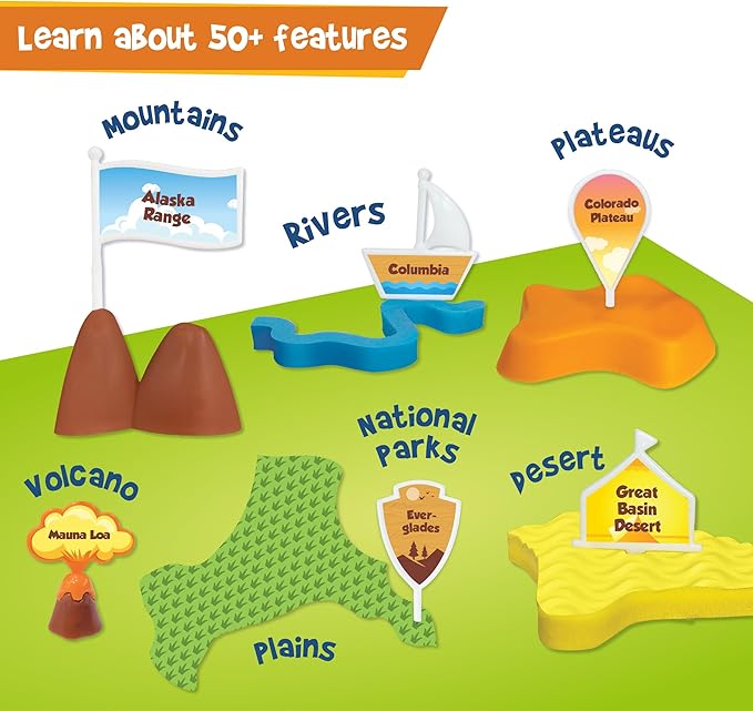 Imagimake Mapology Physical Features USA Puzzle | Mountains, National Parks, Rivers & Lakes 3D Puzzle Toys for Ages 8-13 | Educational Toys | Classroom Must-Haves | Back to School Gifts for Kids 6-12-BubblyBeeBaby