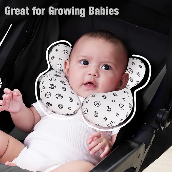 KAKIBLIN Baby Neck Pillow, Baby Head Pillow, Upgraded Travel Support Pillow for Carseat, Neck Support for Car Seat,Pushchair (Snail)-BubblyBeeBaby