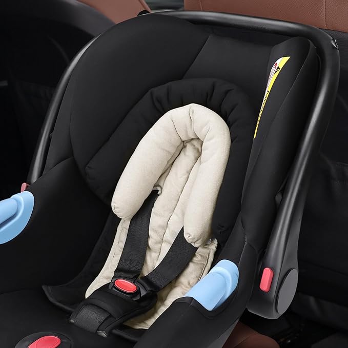 COOLBEBE Upgraded 2-in-1 Babybody Supports for Newborn Infant - Extra Soft Breathable Car Seat Insert Cushion Pad, Perfect for Carseat, Stroller, Swing, Bouncer Black-BubblyBeeBaby