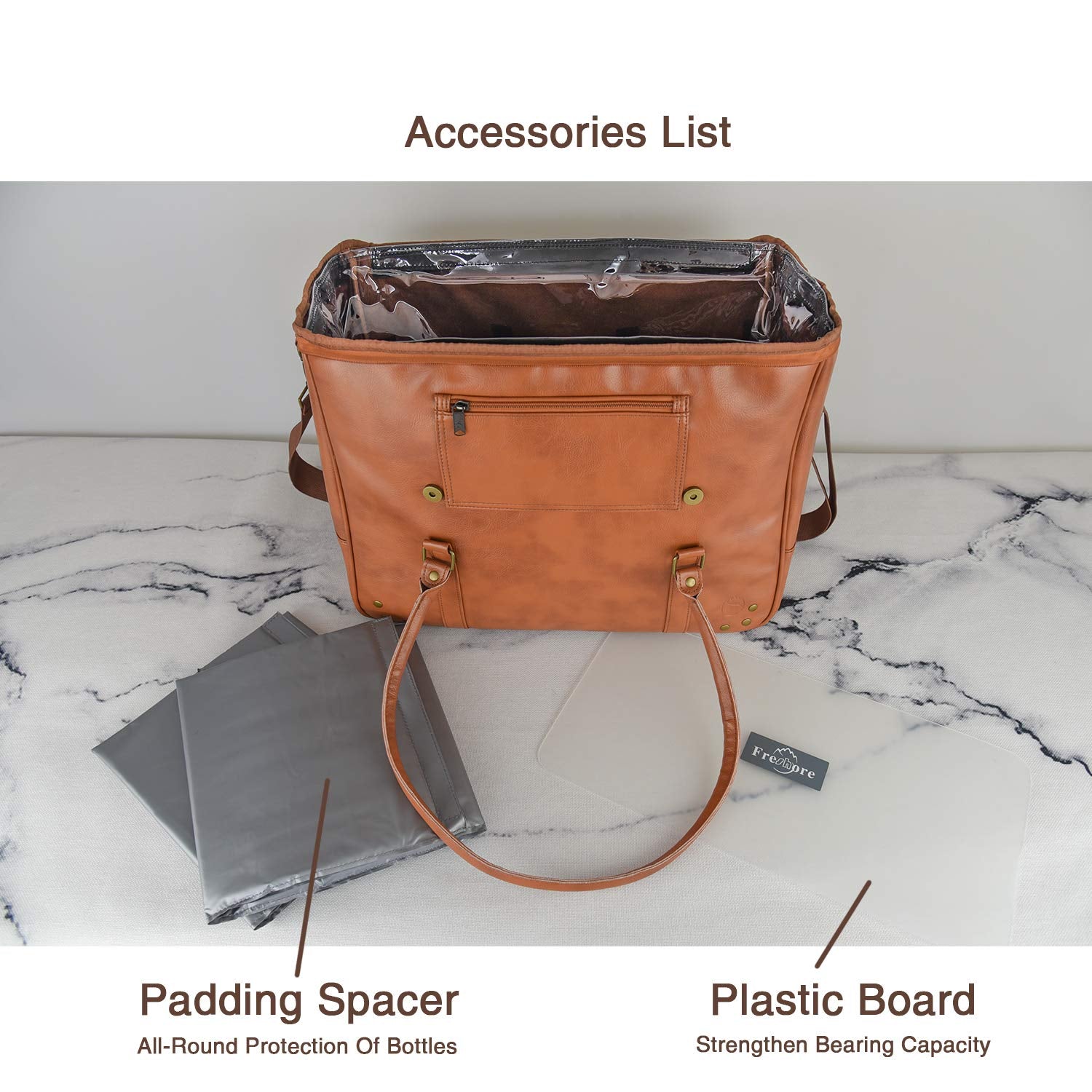 Freshore® 6 Wine Bottles Carrier Leather Bag - Insulated Cooler Travel Tote - Premium Large Portable Bottle Carrying, Waterproof Full Padding Wine Lovers Protection, Grey Brown