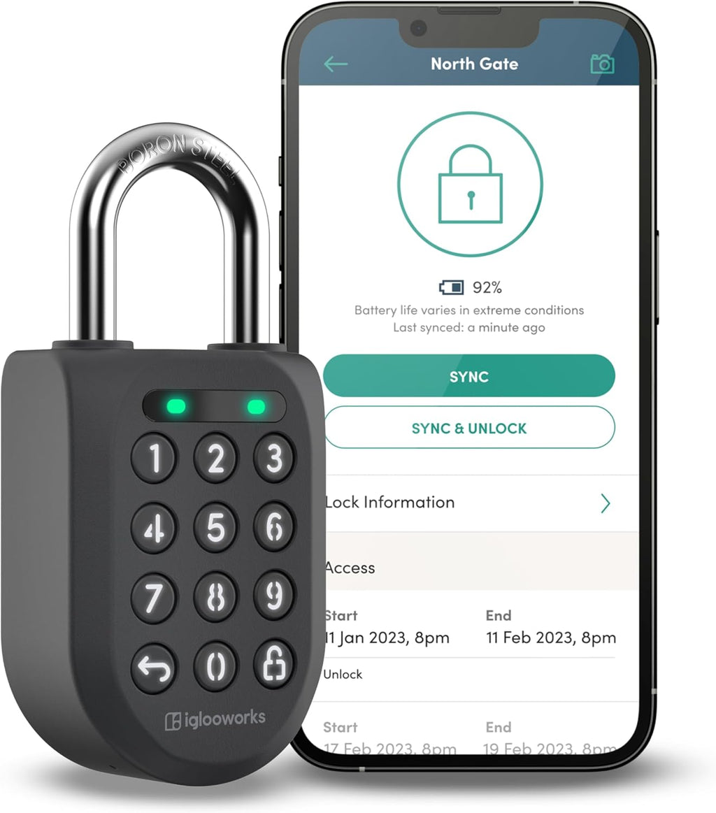 igloohome New Rugged Outdoor Smart Padlock 2E (SP2E) – Manage Access Remotely with Mobile App (iOS/Android) & Dashboard – No WiFi Needed, CEN-3, IK-09 Certified, IP68 Waterproof & 2-yr Warranty