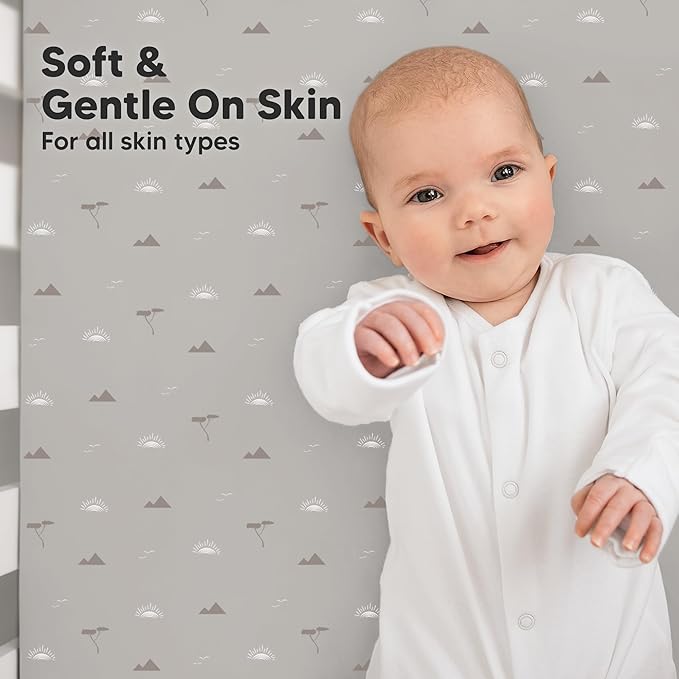 KeaBabies 2-Pack Organic Crib Sheets for Boys, Girls - 52x28 Fitted Crib Mattress Sheet Neutral, Breathable Jersey Cotton Cover for Baby Bed, Toddler Mattress, Soft & Cute Prints (Savannah)-BubblyBeeBaby