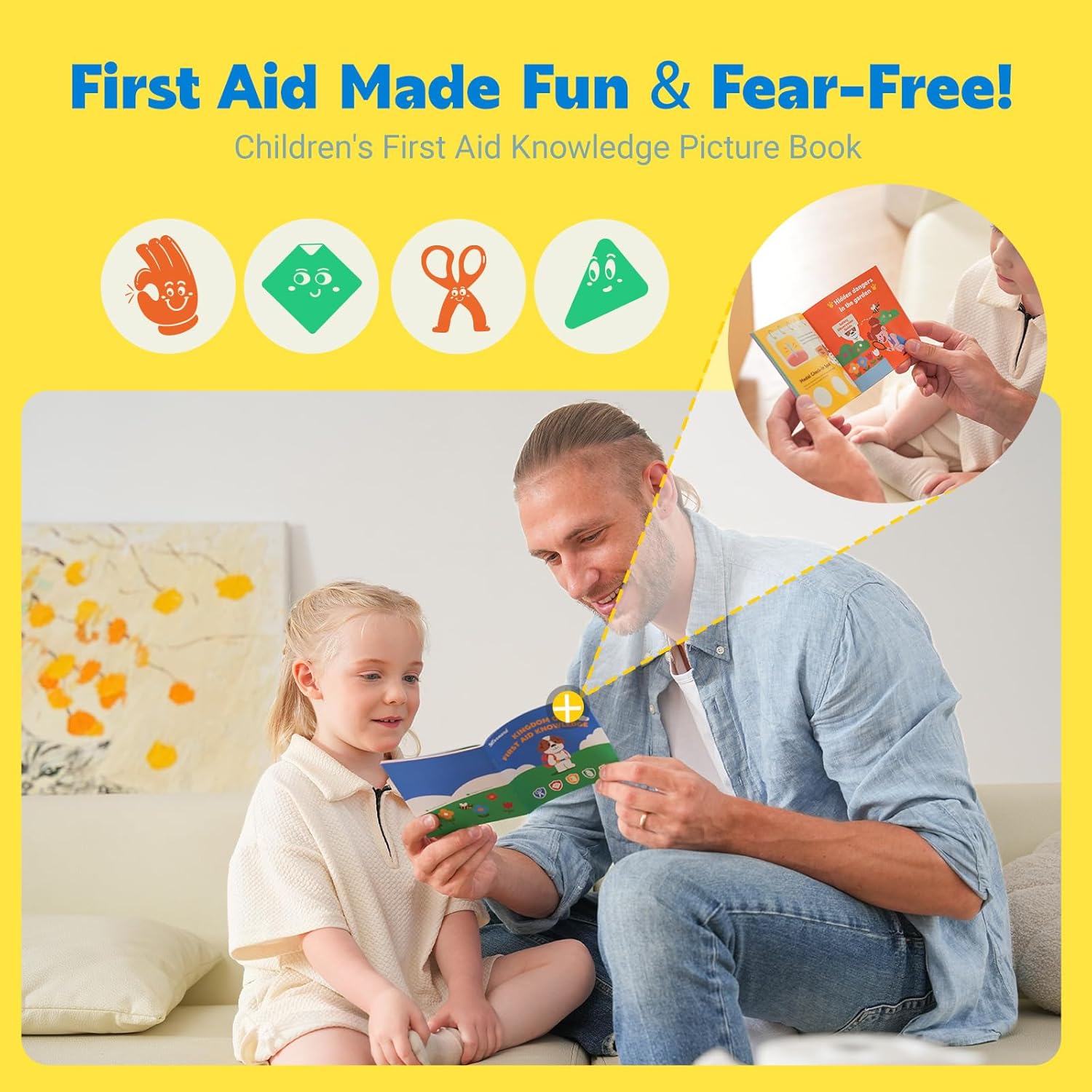 Stbernard Small First Aid Kit for Kids and Adults, 155pcs Medical Kit with Digital Thermometer for Home, Travel, Hiking, Backpack, 6.3x4.33x1.97in, Yellow